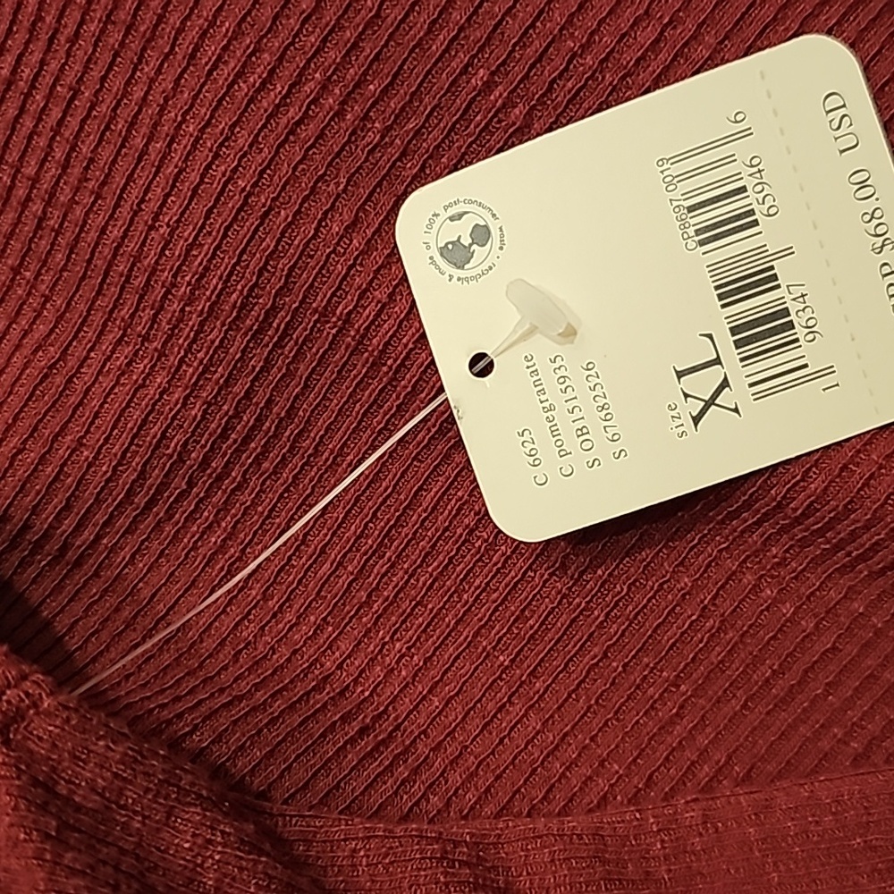 Free People We The Free Addie Layering Lomg Sleeve Ribbed Shirt Top XL in Wine - Picture 10 of 11